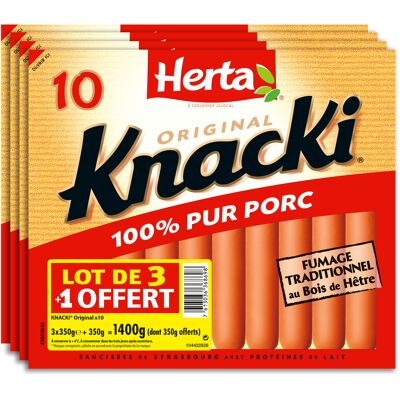 Herta knacki original saucisses 100% porc x10 lot 3+1 ofr (Herta)