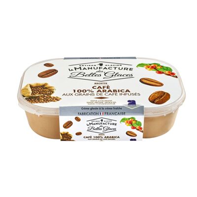Crème glacée café 100% arabica aux grains de café infusés 750 ml / 487,5g (La Manufacture Des Belles Glaces)