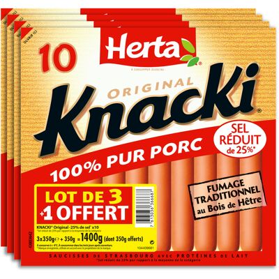 Herta knacki original saucisses -25%sel x10 lot 3+1 offert (Herta)