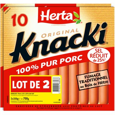 Herta knacki original saucisses 100% porc -25%sel x10 lot 2 (Herta)
