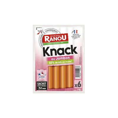 Knack au jambon 40% de matières grasses en moins* *par rapport à la moyenne du marché des saucisses de strasbourg. (Monique Ranou)