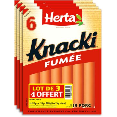 Herta knacki original saucisses 100% porc x6 lot 3+1 ofr (Herta)