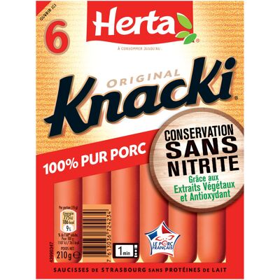 Herta knacki saucisses 100% porc cons. sans nitrite x6 -210g (Herta)