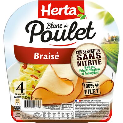 Herta blanc poulet braisé conservation sans nitrite x4 -120g (Herta)