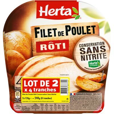 Herta filet poulet rôti conservation sans nitrite x4 lot 2-240g (Herta)