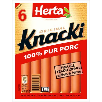 Herta knacki original saucisses 100% pur porc x6 -210g (Herta)