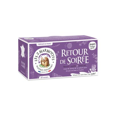 Infusion retour de soirée bio -42 g - les 2 marmottes - 30 sachets infuseurs. (Les 2 Marmottes)