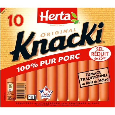 Herta knacki original saucisses 100% porc -25%sel x10 - 350g (Herta)