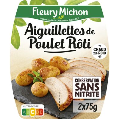 Aiguillettes tranchées de poulet, rôties au four 2 x 75 g (Fleury Michon)