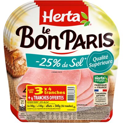 Herta le bon paris jambon -25% de sel x4 lot 3+1 offert (Herta)