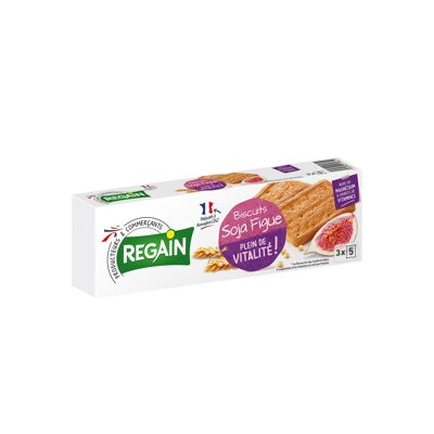 Biscuits au soja et à la figue, enrichie en vitamines e, b1, b2, b3/pp, b6, b9, en calcium, en magnésium et en fer (Regain)