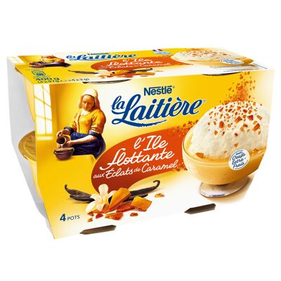 La laitiere ile flottante 4x100g - avec sachet d'eclats de caramel (La Laitiere)
