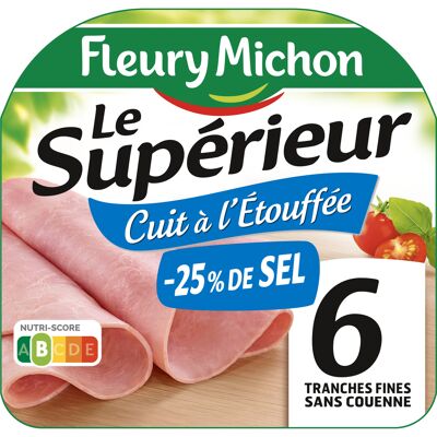 6 tr. fines jambon superieur cuit à l'etouffee s.c., - 25 % de sel (Fleury Michon)